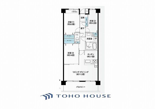 横浜西谷パークホームズ(3LDK) 7階の間取り図