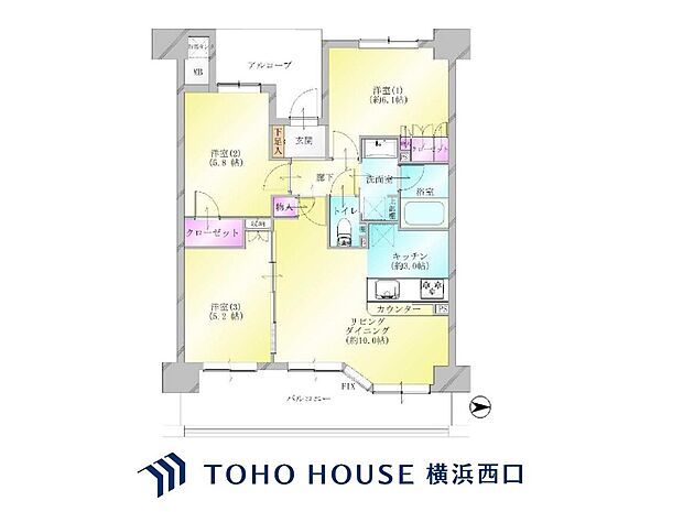 デイパーク横濱綱島(3LDK) 6階の間取り図