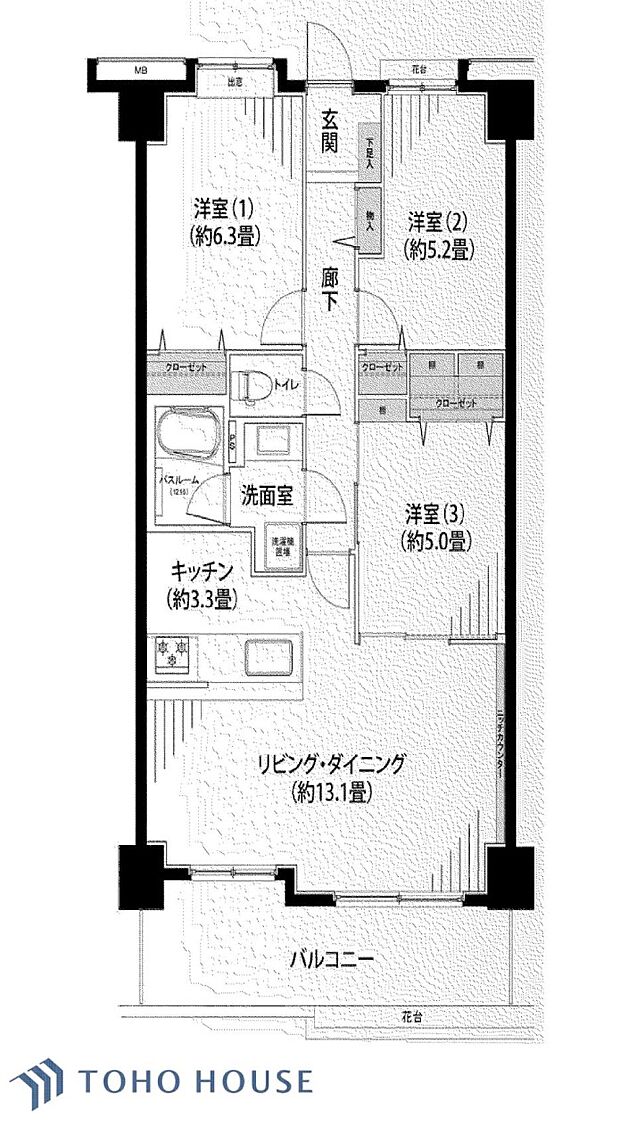 ガーデンシティ横浜三ツ沢(3LDK) 2階の間取り図