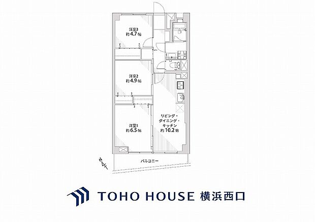 鹿島田セントラルマンション(3LDK) 5階の間取り図