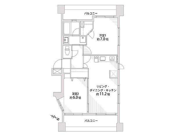 ライオンズプラザ吉野町駅前(2LDK) 11階の間取り図