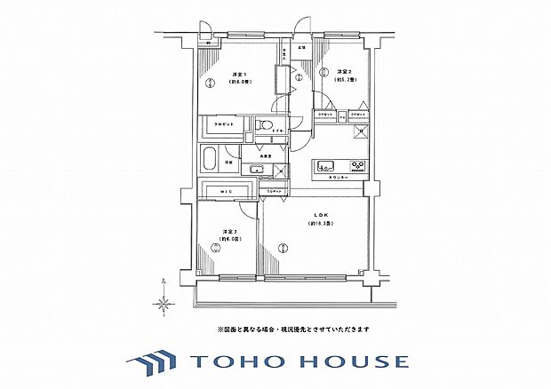 鶴見シティハイツ(3LDK) 3階の間取り図