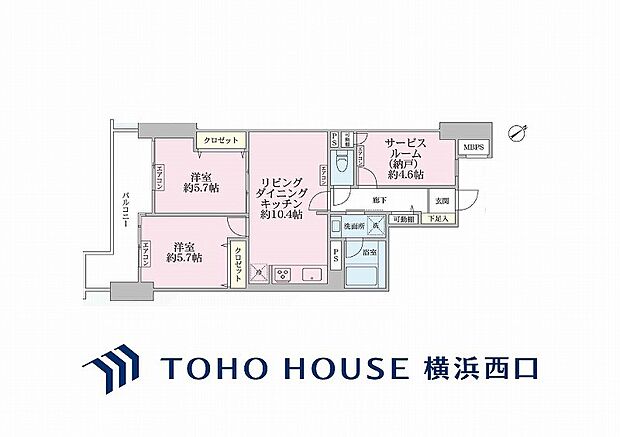 ホーユウパレス横浜羽沢(2SLDK) 5階の間取り図