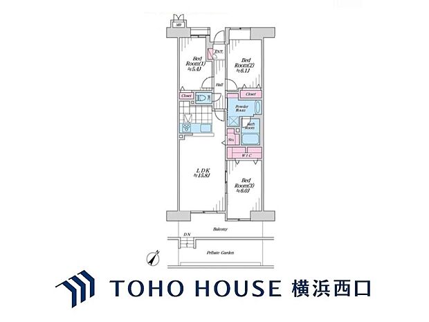 鎌倉岡本ガーデンホームズ(3LDK) 1階の間取り図