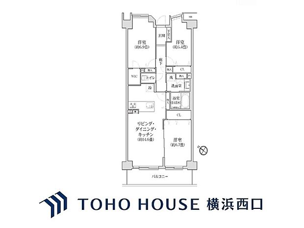 オーベル鷺沼(3LDK) 7階の間取り図