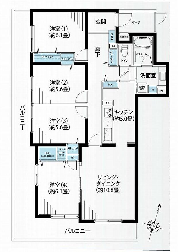 東建ニューハイツ金沢文庫(4LDK) 8階の間取り図