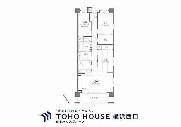 クレストグランディオ横浜(2SLDK) 3階の間取り図