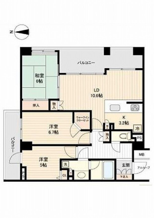 シティウインズイルパティオ(3LDK) 3階の間取り図