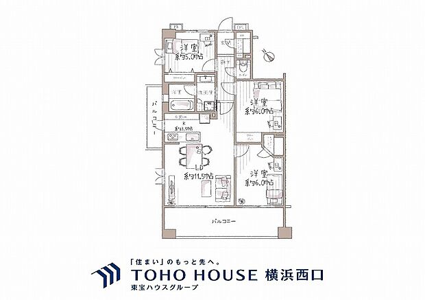 グランシティユーロコートあざみ野(3LDK) 7階の間取り図