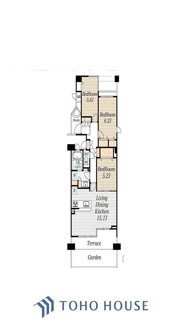 ヒルズ元住吉(3LDK) 1階の間取り図