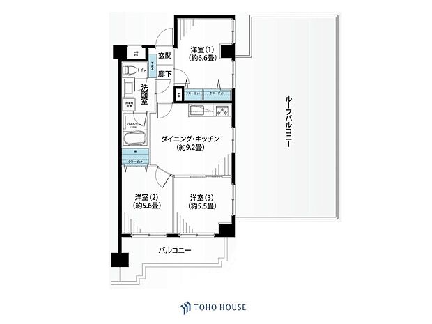 ニックアーバンハイム南太田(3DK) 5階の間取り図