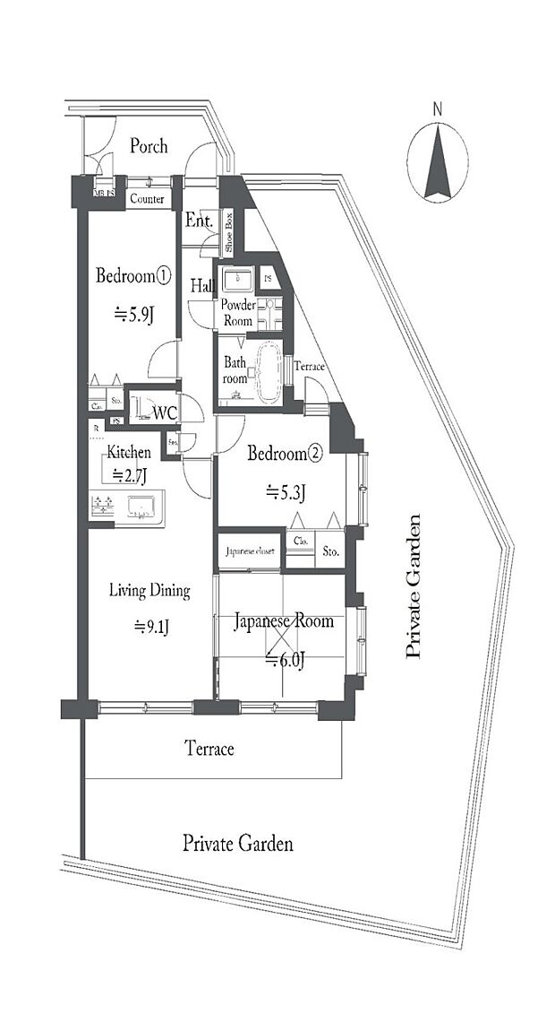 ライオンズマンション港北ニュータウン(3LDK) 1階の間取り図