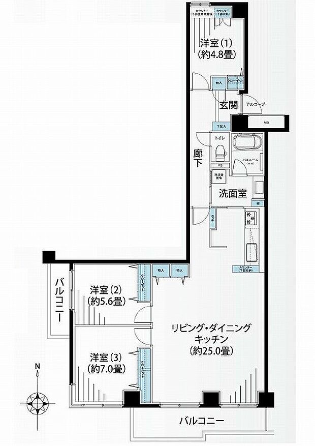 グランドベイヒルズ横浜(3LDK) 5階の間取り図