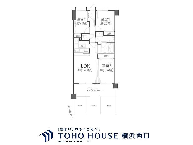 ファミールガーデン横浜・小机3番館(3LDK) 1階の間取り図