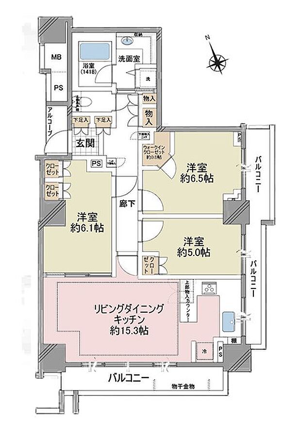 アリビオーレ神楽坂(3LDK) 6階の間取り図