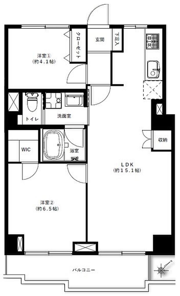 アルカサーノ雪が谷(2LDK) 7階の間取り図