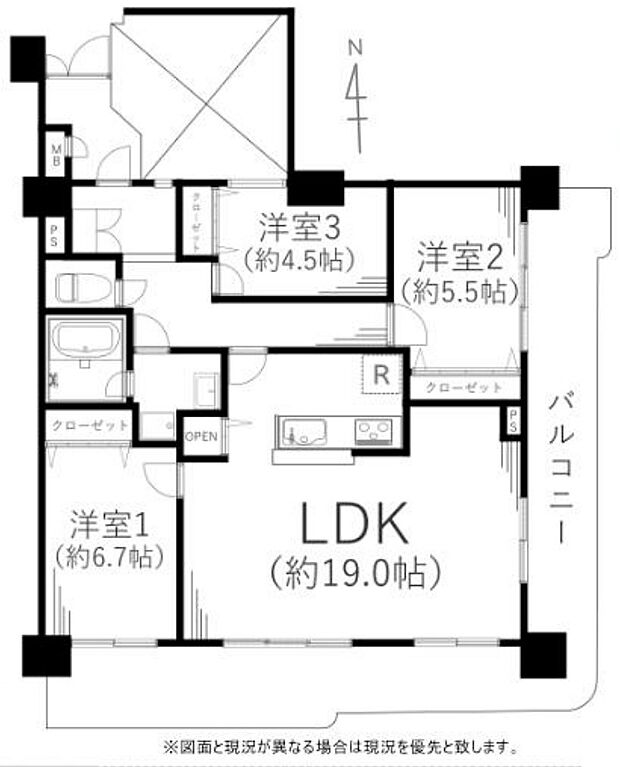 ライオンズマンション相鉄いずみ野(3LDK) 6階の間取り図