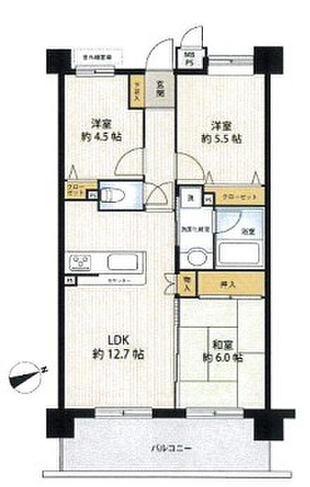 ビッグヴァン二俣川伍番館(3LDK) 5階の間取り図