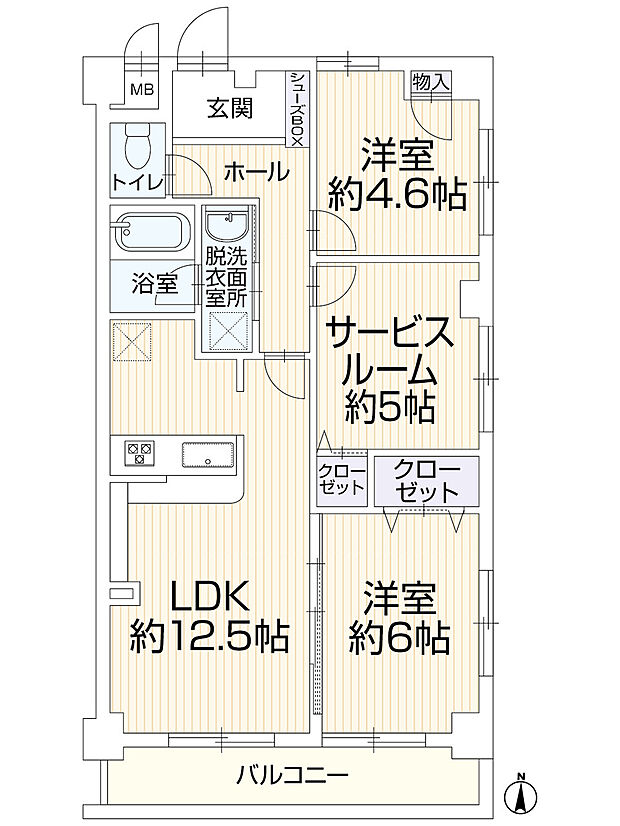 レゾン中央林間壱番館(2SLDK) 3階の間取り図