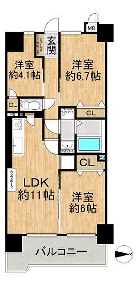 ライオンズマンション北梅田(2SLDK) 9階の間取り図