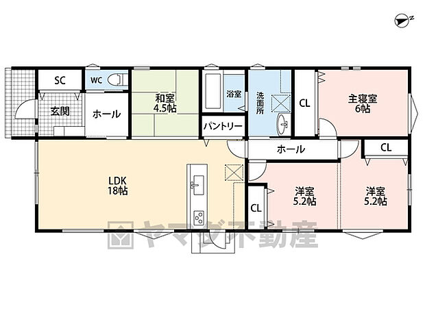LDKと和室を合わせると約22帖の大空間となります。和室は小上がりになっており、畳下は収納スペースになっています。他にもSCやパントリーなど収納豊富＾＾