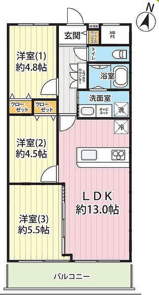 マンハイム八潮(3LDK) 2階/214の間取り図