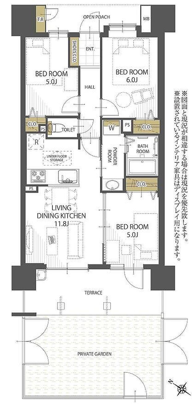 東京アクアガーデン(3LDK) 1階/106の間取り図