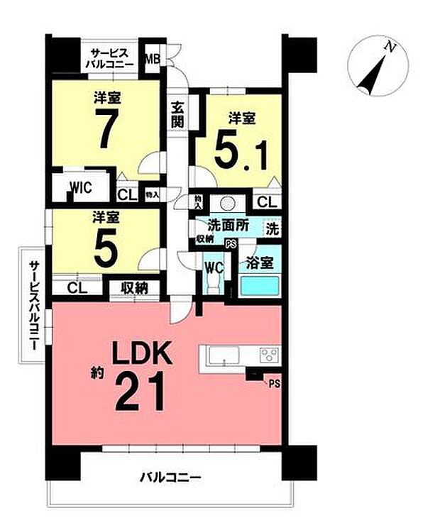 リコットタワー新安城(3LDK) 10階の間取り図