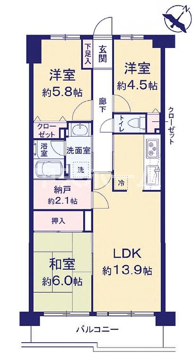 コスモ一之江(3LDK) 2階の間取り図
