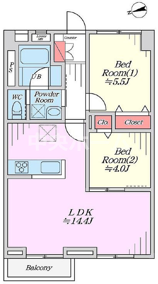 北砂四丁目住宅(2LDK) 11階の間取り図