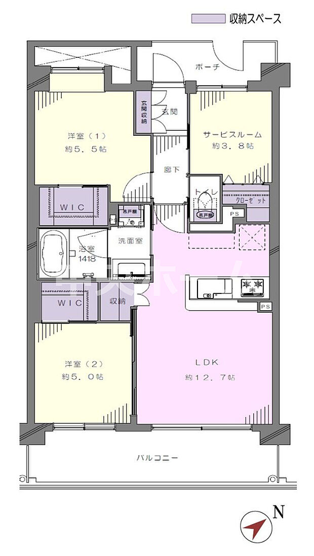 コスモ向島ロイヤルフォルム(3LDK) 3階の間取り図