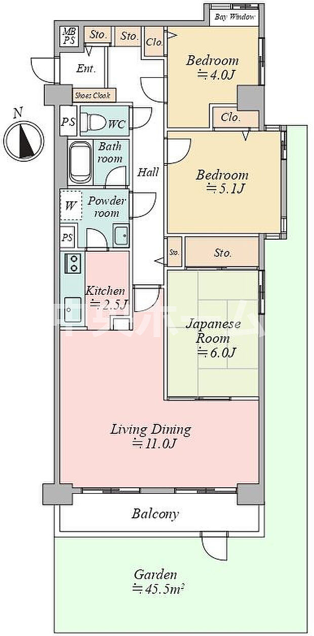 ライオンズマンション北綾瀬(3LDK) 1階の間取り図