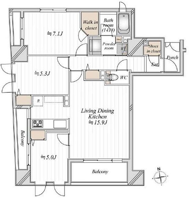 3方角部屋住戸につきまして日当り・通風良好。新規リノベーションマンション。安心のアフターサービス保証付きですのでご購入後も安心して暮らせます。