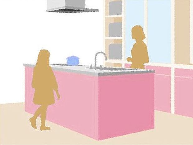 壁付けキッチンの最大のメリットは、キッチンスペースを有効活用できることです。壁付けキッチンは壁に沿ってキッチンを作るため無駄な空間ができづらく、その分リビングまたはダイニングを広く取れます。