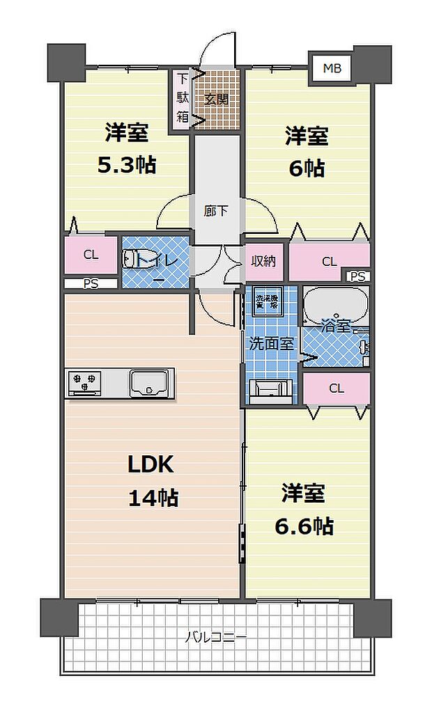 サンマンションアトレ清水(3LDK) 4階の内観