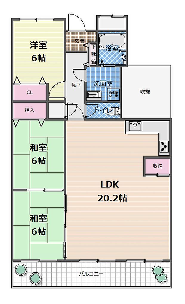 中川マンションＢ棟(3LDK) 4階の内観