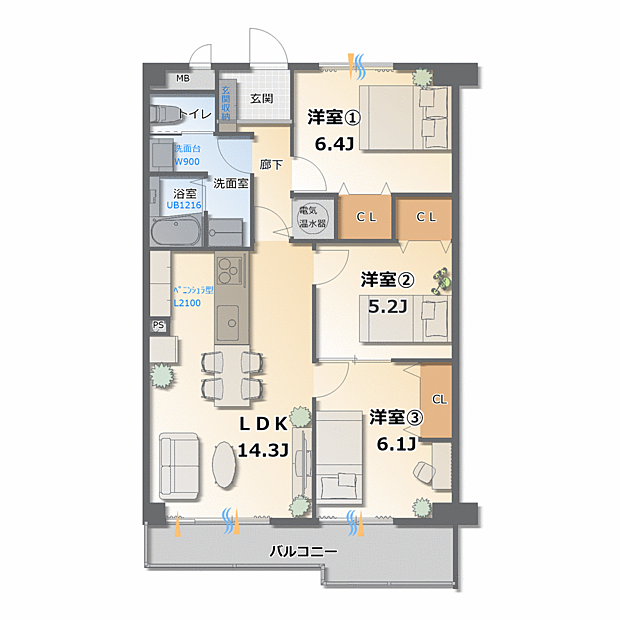 平針西住宅1号棟×5月中のお問い合わせでオーダーリノベ可能(3LDK) 1階の内観