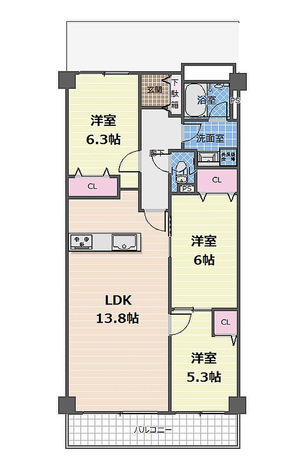 グローリアスコート緑区桃山東の間取り