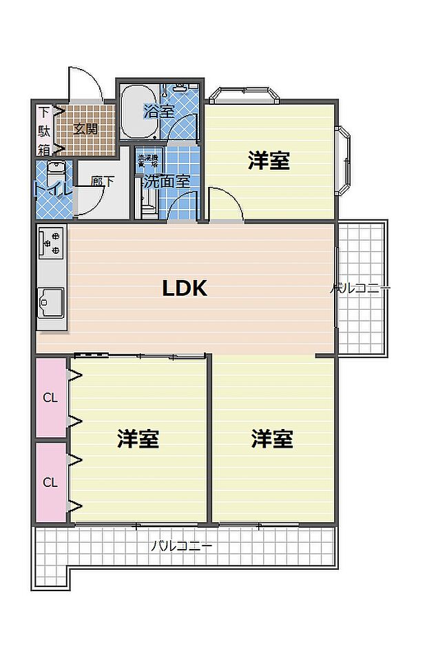 ラ・キャッスル２１植田(3LDK) 4階の間取り図