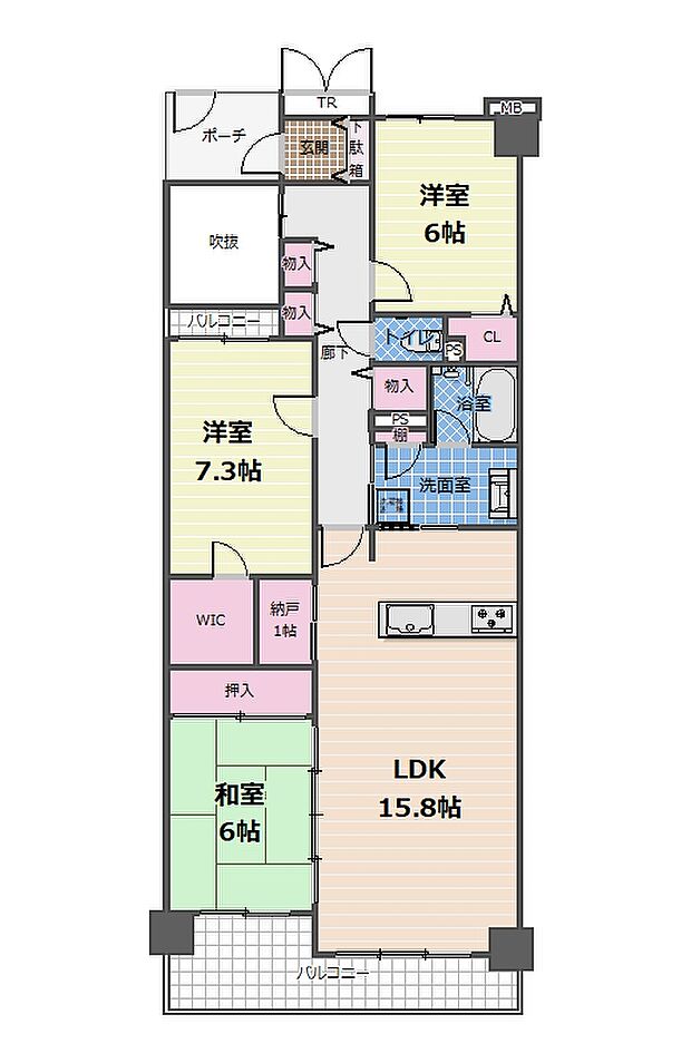 ソフィア一社(3SLDK) 7階の間取り図