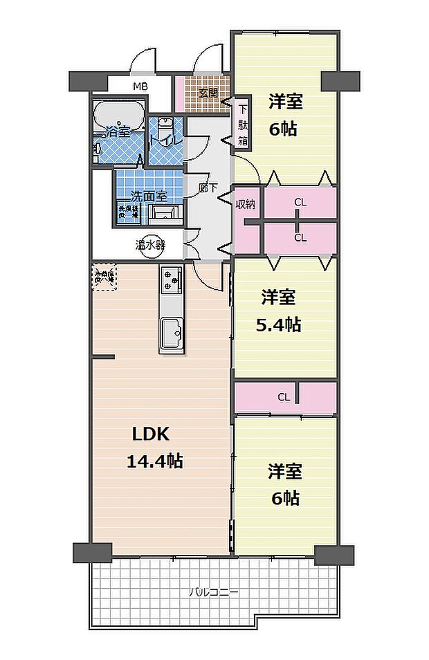 矢田川パークハウスＡ棟(3LDK) 2階の内観