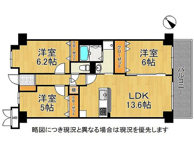 サンシティ明石江井ヶ島　中古マンション(3LDK) 4階の間取り図
