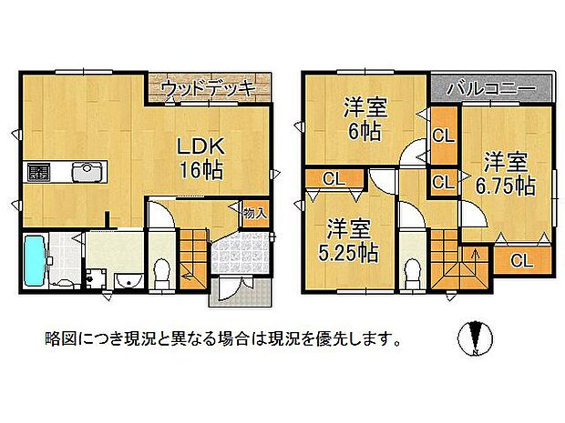 各室収納付きの3LDKの2階建てになります。