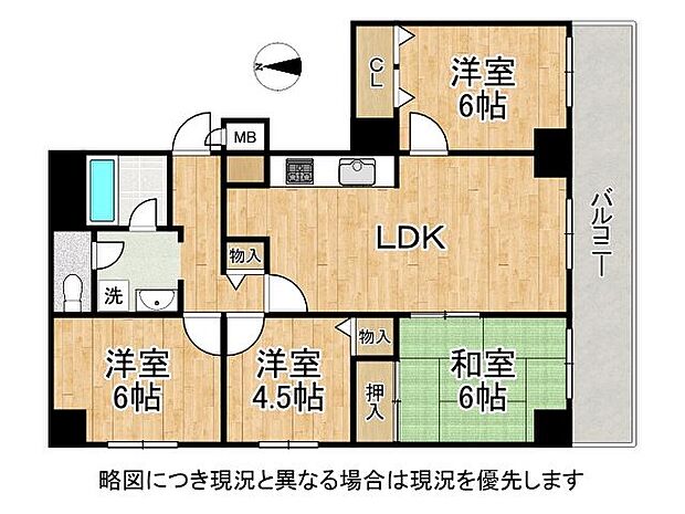 八戸ノ里ニュースカイハイツ　中古マンション(4LDK) 5階の間取り図
