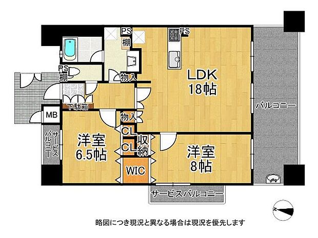 ヴェルシティ東大阪スカイ　中古マンション(2LDK) 4階の間取り図