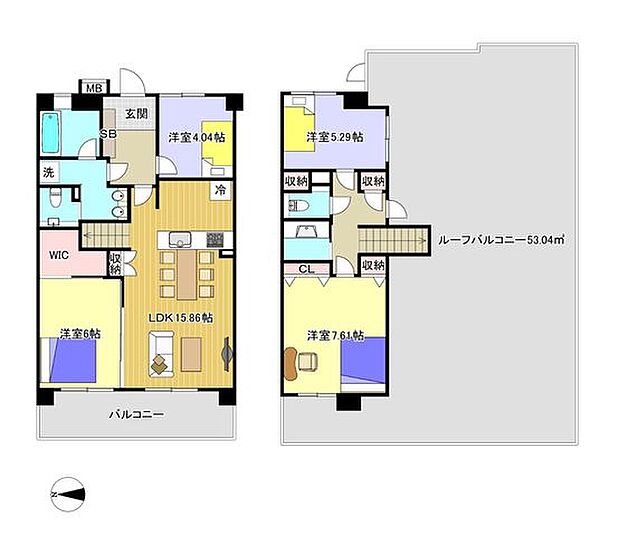 ランドステージ東大島エグゼタワー(4LDK) 14階の間取り図