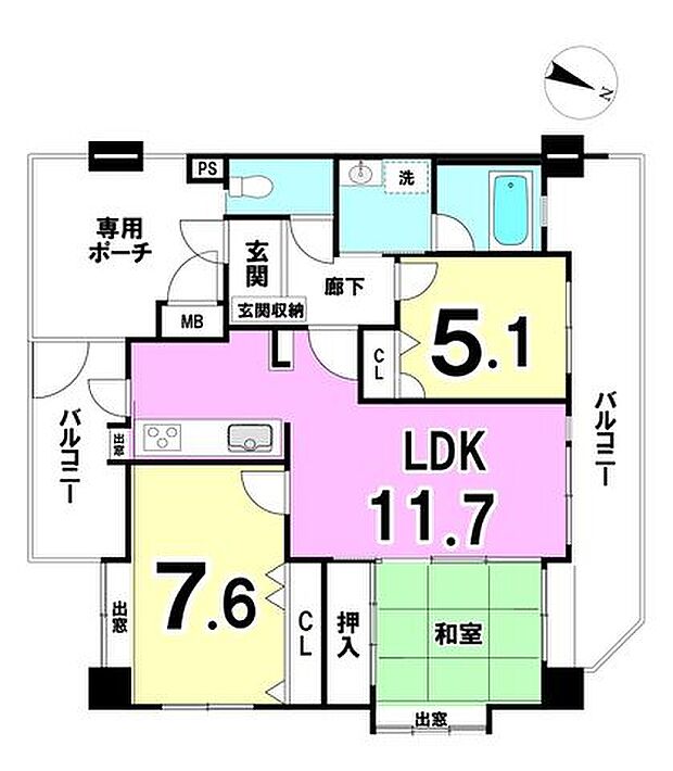 ライオンズマンション真志喜第7　6F(3LDK) 6階の内観