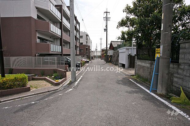 敷地西側の前面道路（北側から）