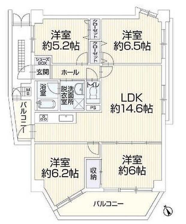 4LDK、専有面積76.81ｍ2