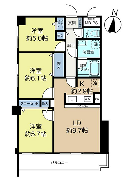 ライオンズマンション与野本町(3LDK) 2階/205の間取り図